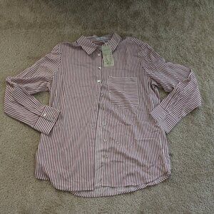 Reserved Striped Button Down Shirt in Red and White